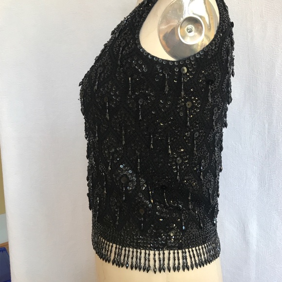 Vintage 50’s/60’s black beaded sleeveless sweater - Picture 3 of 8